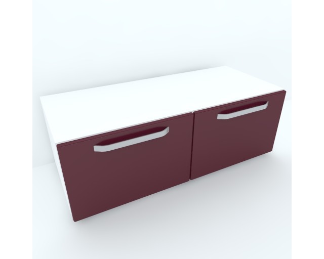Armonia Comoda alba cu 2 sertare cu maner front MDF Rosu